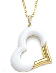 Carlo Viani® 14K Yellow Gold Loop and 14k Yellow Gold Plated Silver White Agate Heart Shape Pendant