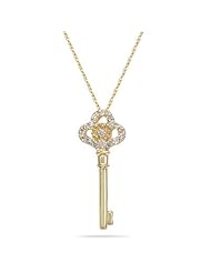 0.11 Cts Diamond Clover Key Pendant in 14K Yellow Gold