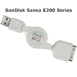 31 Inch USB Retractable Data and Charge Cable for iPod Video Nano Shuffle - Creative Vision:M - Zen V Plus - Sandisk Sansa E200 Series - Microsoft Zune, SANDISK-SANSA/E200
