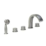 FREUER Buono Collection: Handshower Roman Tub Faucet, Brushed Nickel