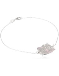 Hello Kitty Girls "Stitching" Sterling Silver Pink Enamel Piping Bracelet, 7"