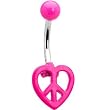 Pink Neon Peace Sign Heart Belly Ring