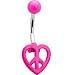 Pink Neon Peace Sign Heart Belly Ring