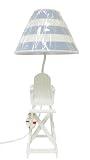Lifeguard Beach Chair Table/desk Lamp - White & Blue Shade
