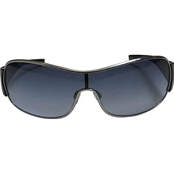 A|X Logo Shield Sunglasses - Armani Exchange Adult Shield Full Rim Lifestyle Eyewear - Palladium Blue/Blue Shaded