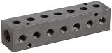 Polyconn PCM20-125R-07B 90 Degree Black Anodizing Aluminum Manifold, 3/8 NPT Female x 1/8 NPT Female, 7 Stations