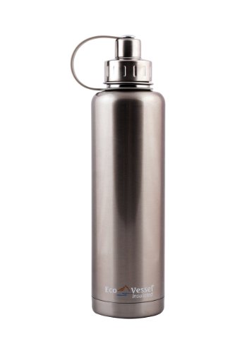 EcoVessel Bigfoot Triple Insulated Stainless Steel Water Bottle with Tea - Fruit and Ice Infuser