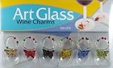 Art Glass Wine Charms Assorted Butterfly Theme