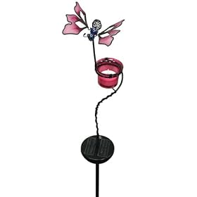 Candle with Butterfly LED Solar Light