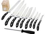 Iron Chef America 11-Piece Cutlery Set including Wood Block with Built-in Timer