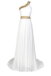 Plus Size A-line Chiffon Backless Beaded Crystal One Shoulder Sleeveless Evening Dress/Wedding Party Dress  with a Brush/Sweep Train 