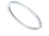Elements Sterling Silver Ladies B224C Clear Square Cubic Zirconia Channel Set Bangle