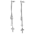Sterling Silver Heart, Cross, and CZ Earrings