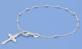 2.5mm Catholic Italian Sterling Silver Rosary Bead 14mm Cross 7