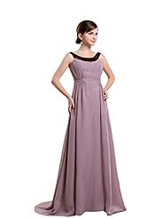 Spaghetti Strap Floor Length Chiffon Jeweled Evening Dress 