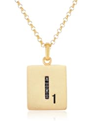 Scrabble 925 Yellow Gold Plated 0.021ct Diamond Initial I Pendant Necklace, 18"