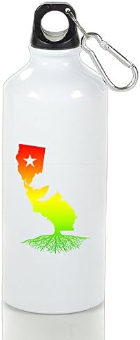 Bukinete Colouful Rasta Colors California Bear Roots Map Sports Water Bottle With Carabiner Hook