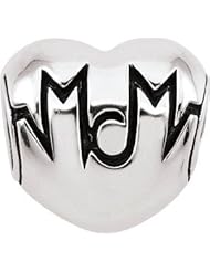 Persona Sterling Silver The Beat of My Heart Charm fits Pandora, Troll & Chamilia European Charm Bracelets