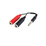 0.2m 6.35MM STEREO PLUG TO 2x JACK SOCKET HEADPHONE SPLITTER - 1/4