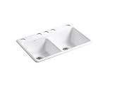 KOHLER K-5840-5U-0 Anthem Cast Iron Undercounter Sink with Five-hole Faucet Drilling, White