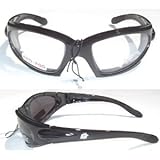 2 Pair Birdz Motorcycle Foam Padded Glasses Sunglasses Smoked and Clear Anti-fog coated lenses Block 100% of the sun's harmful UVA and UVB rays Great for ATV,Quad,4 Wheeling Dirt Bike or Biking Size Large