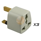 3 Pk USA to UK Converter travel Plug Adapter 2 - 3 Pin