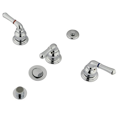 Kingston Brass KB321 Magellan Triple Handle Bidet Faucet with Magellan Lever Handles, Polished Chrome