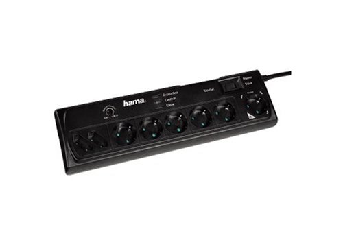 Hama Steckdosenleiste Master/Slave 8fach (6 Schutzkontakt / 2 Euro) schwarz