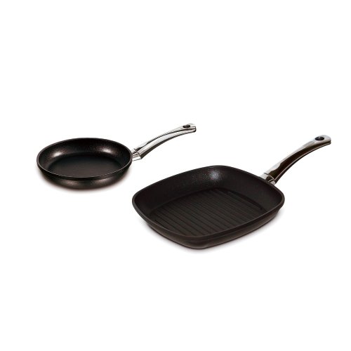 BERNDES 95423 2-tlg. Set: Bratpfanne 20 cm + Grillpfanne 26x26 cm