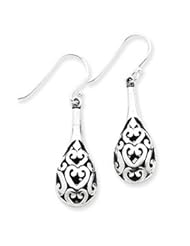 Sterling Silver Antiqued Fancy Dangle Earrings QE1931"