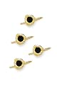 Solid 14K Gold and Onyx Stud Set with Diamond Inlay