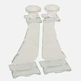 Candle Holders Clear Glass 7 High for Shabbat and Jewish Holdiay
