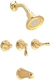 American Standard 7225.733.099 Hampton Three-Handle Tub and Shower Faucet with Metal Lever Handles, Polished Brass