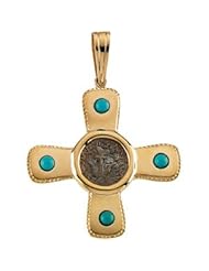 14K Gold Turquoise Cross Pendant