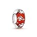 Bling Jewelry 925 Silver Simulated Ruby Murano Glass Foil Snowflake Bead Fits Pandora