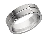 Men's 4mm Grooved Flat Tungsten Wedding Band
