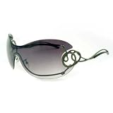 ELABORATE SNAKE RIMLESS BLACK SHIELD WRAP SUNGLASSES