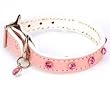 Imported Pink Leather Dog Collar with Swarovski Solitaire Crystals (Small)