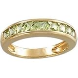 14k Yellow Gold Peridot Channel Band Ring