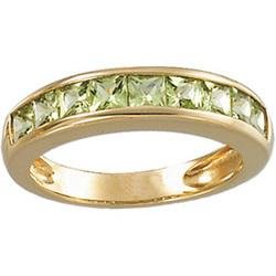 14k Yellow Gold Peridot Channel Band Ring