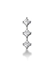 Three Stone Princess Cut Diamond Pendant in 14K White Gold