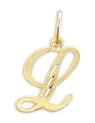 Cursive L Letter Pendant 14k Yellow Gold Initial Solid