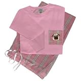 Women's pink plaid PJ's Pug Fawn