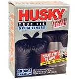 Husky HKK55030B True Tie 55-Gallon Drum Liners, 30-Count