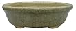 Oval chinese bonsai planter / pot - ceramic, white crackle glaze
