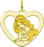 Gold Plated Sterling Silver Disney Princess Jasmine Heart Charm