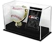 BCW - Deluxe Acrylic Gold Glove Baseball and Card Display - Ideal for Displaying Autographed or Game-Ball Baseballs!