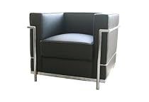 Baxton Studio Le Corbusier-Style Petite Leather Chair, Black