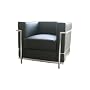 Baxton Studio Le Corbusier-Style Petite Leather Chair, Black