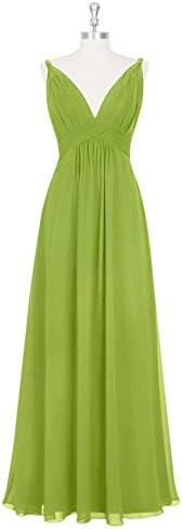 Floor-length A-line Clover Bridesmaid Dresses Comfortable Chiffon V Neckline